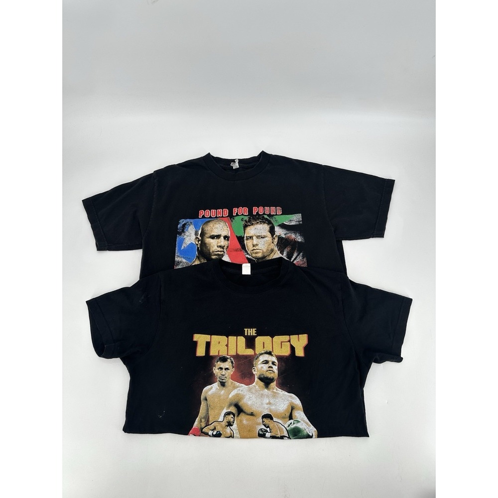 Lot 2 Canelo vs Cotto & Canelo vs GGG Boxing Double Sided Black T Shirt M's Sz M